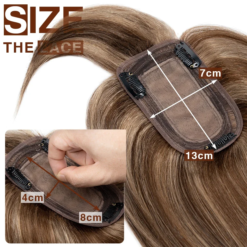 S-Noilte 7X13Cm Tóc Trang Trí Đồ Tóc Lụa Đế Tóc Cilp 18 Inch Tự Nhiên Tóc Giả 100% Con Người Tóc Trong Bộ Tóc Giả Giả Tóc