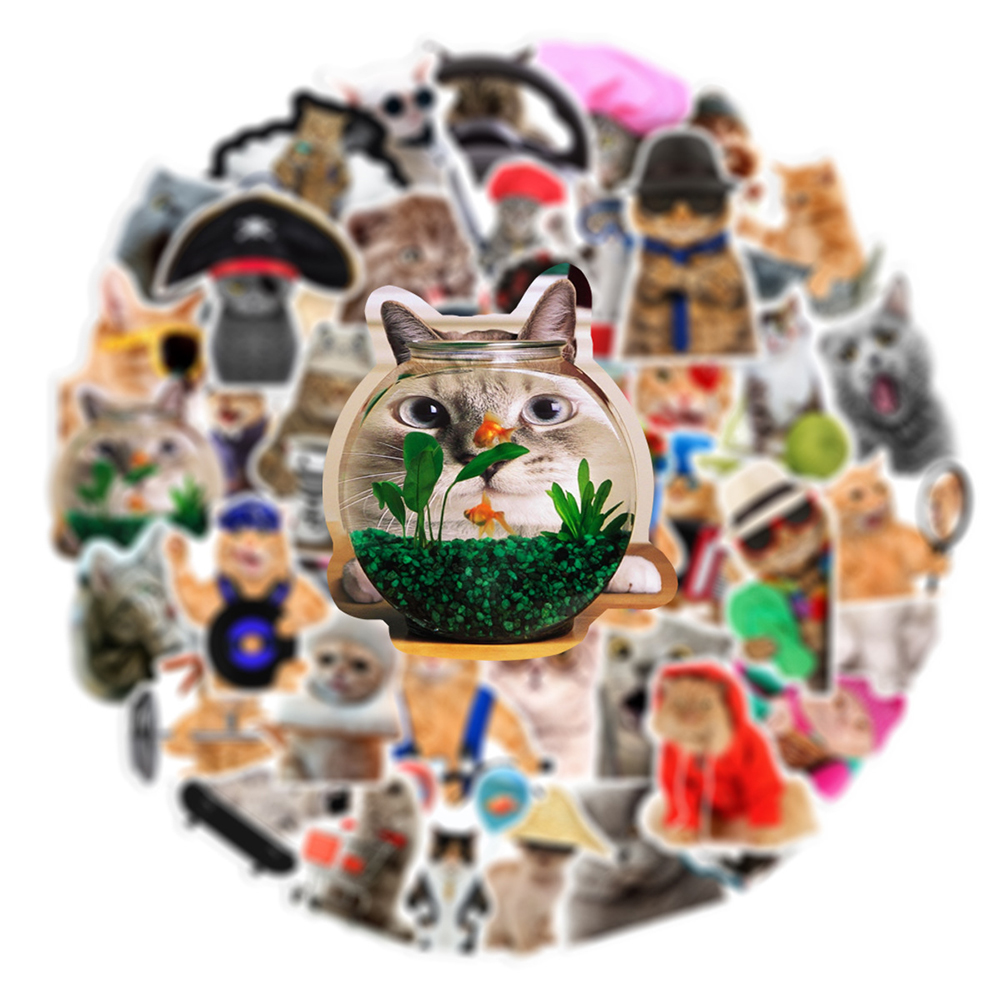 10/30/66 個かわいい面白いミーム猫ステッカーかわいい漫画の動物デカールラップトップオートバイスーツケースノートブック防水ステッカー