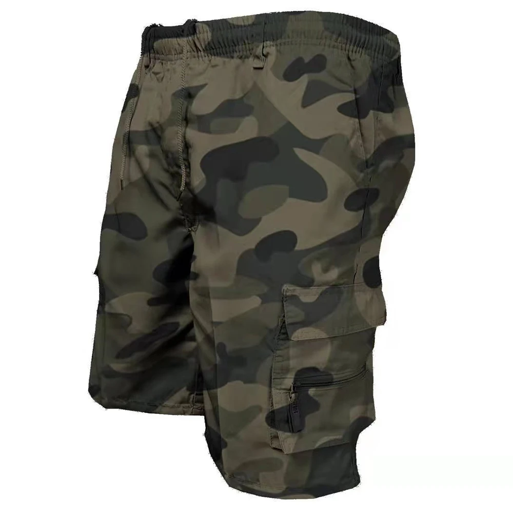 Calções táticos masculinos verão casual jogging carga shorts soltos multi-bolsos cintura elástica trabalho caminhadas macacão calças curtas