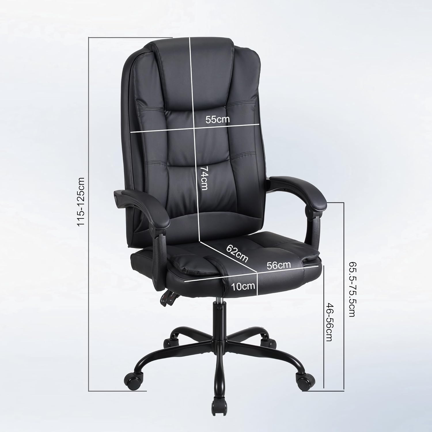 High Back Ergonomic Office Chair Swivel Chair,Large Seat with Tilt Function Computer Chair,PU Leather Gaming Chair