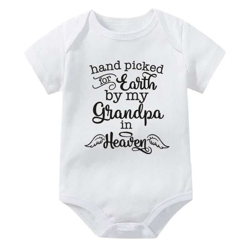 Body per neonati in cotone Tuta per neonato raccolti a mano per la terra di mia nonna/nonno nel paradiso Abiti estivi per bambini a maniche corte