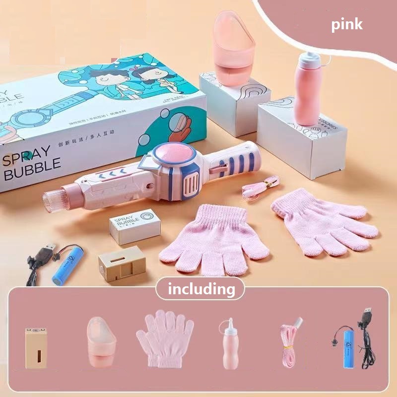 Custom Kid Funny Magic Electric Smog Blowing Stick With Glove Hand Play Color Smoke Bubble  Music Led Water Machine Gun Toy Gift