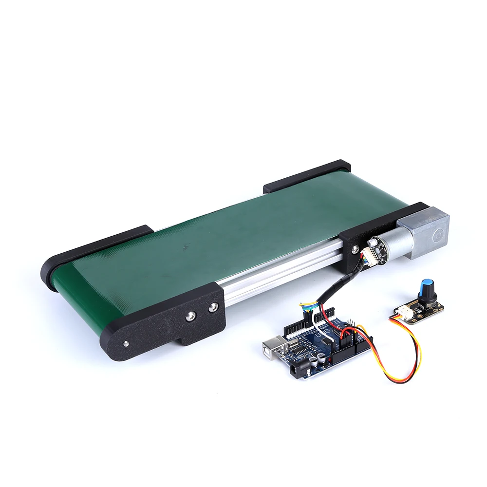 OpenCV Conveyor 320mm Mini Conveyor PU Belt Vending Machine DC Track Cargo Lane Automatic Conveyor Belt Automated learning