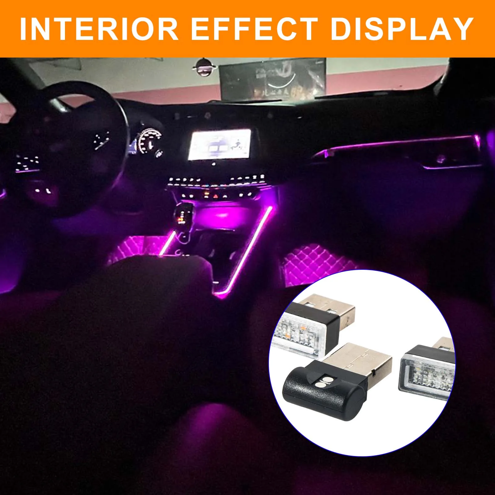 USB LED 자동차 인테리어 조명, 미니 분위기 야간 램프, 자동 주변 침실 복도 장식, 2 개
