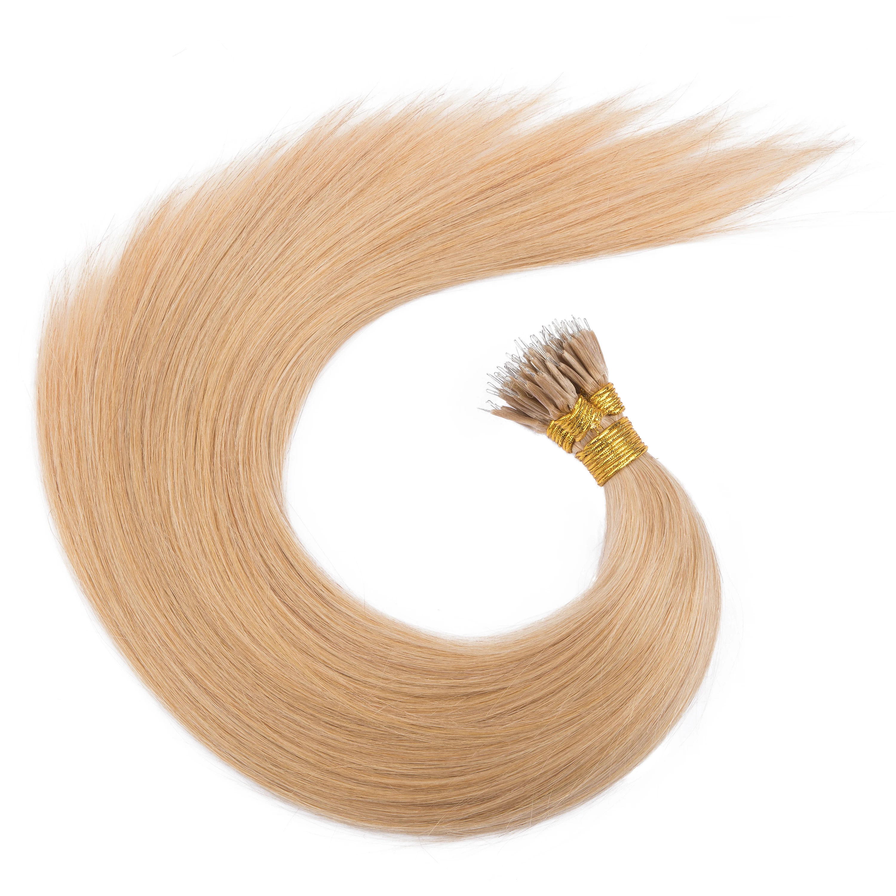 Nano anel micro grânulo loop extensão do cabelo humano 100% real remy cabelo natural máquina feita cápsulas de queratina reta microring cabelo