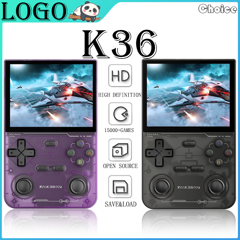 New K36 Retro Handheld Game Console Linux System Portable Video Consoles 3.5inch IPS Screen Pocket Handheld 128G Games Players ﻿