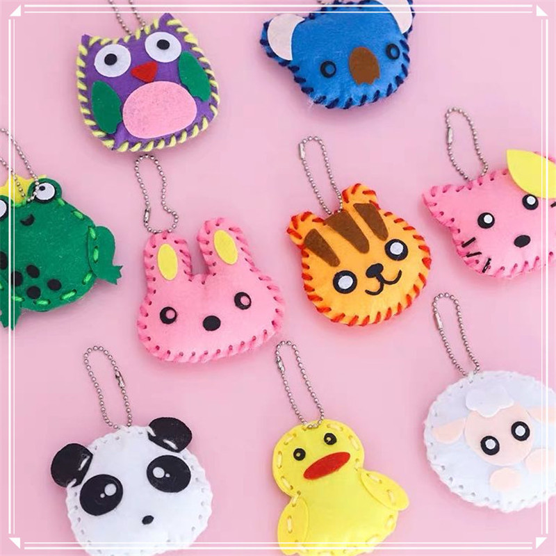 5 pçs/lote crianças artesanato brinquedos tecido não tecido dos desenhos animados animal diy criativo saco artesanal chaveiro ornamentos artes artesanato kits presentes