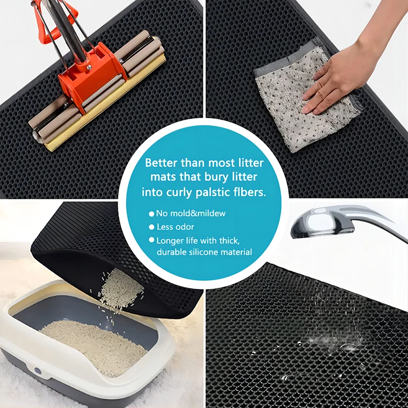 EVA Double Layer Cat Litter Pad กันน้ําลื่นทรายอ่างล้างหน้ากรองแมวสุนัขล้างทําความสะอาดได้ทําความสะอาดง่ายอุปกรณ์เสริมสําหรับสัตว์เลี้ยง
