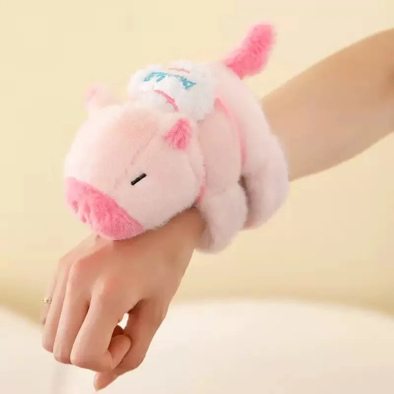 Mooie Capybara Animal Slap Snap Wrap Polsbandje Armband Pluche Knuffeldier Kawaii Capybara Hand Ring Polsbandje Kid Grappig Speelgoed