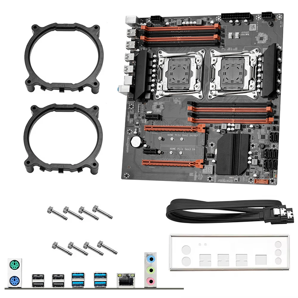 MOUGOl X99 Dual CPU Gaming Motherboard Set lntel Xeon E5 2680 V4&DDR4 64GB (4*16GB) LGA2011-3 M.2 NVME for Server Computer Host