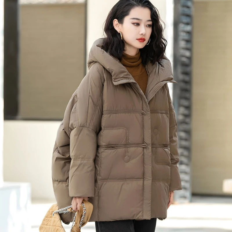 Chaqueta holgada con capucha para mujer, Parka informal, abrigo cálido, diseño suelto y cómodo de siete colores, novedad de otoño e invierno