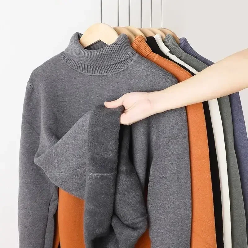 Herbst Winter herren Rollkragenpullover Gestrickte Samt Warme Langarm Pullover Im Freien Kalt-proof Casual Bluse Basis Pullover