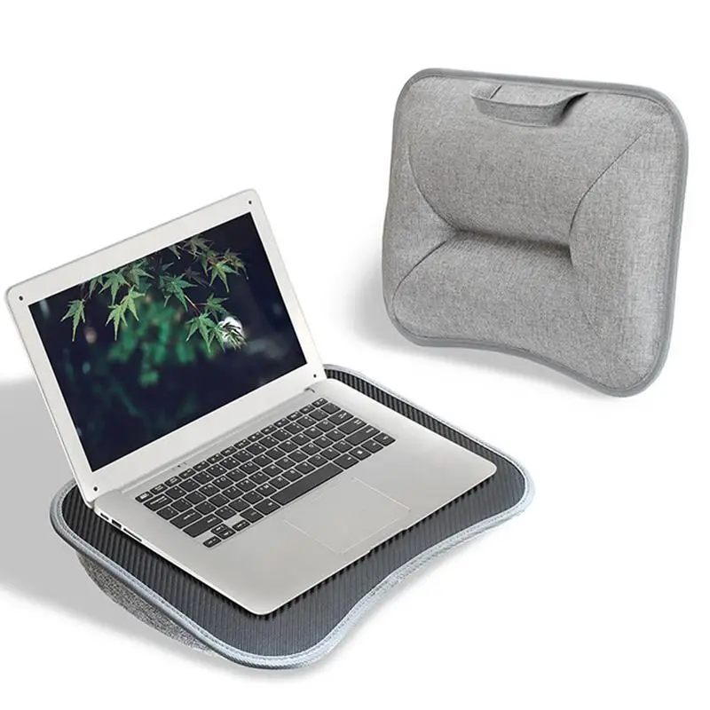 Laptop Lap Desk com Almofada, Lap Desk com Travesseiro, Escrita Bandeja Acolchoada com Alça, Trabalho e Jogo no Sofá