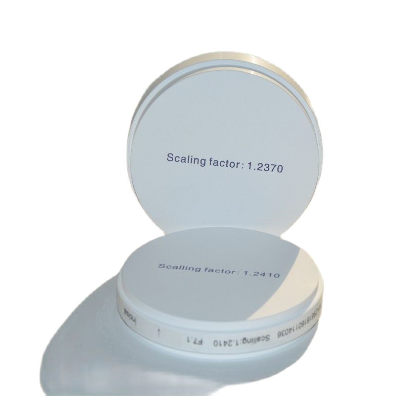 Green SHT pre-shade Dental Zirconia, 16MM, Super tembus cahaya blok tinggi 42% tembus cahaya 1100Mpa pre-color Milling Plate