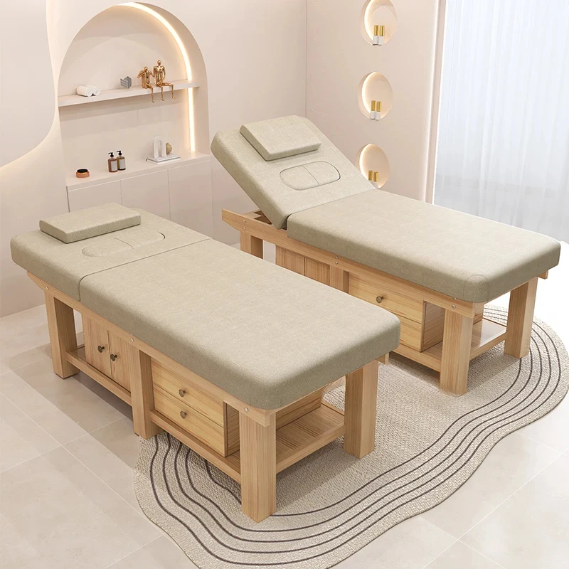 Langlebiges Massage-Klappbett, Schönheitsmatte, Sofa, Holz, Tattoo, Wimpern, Salonbett, Ganzkörper-Cama Dobravel, Schönheitsmöbel