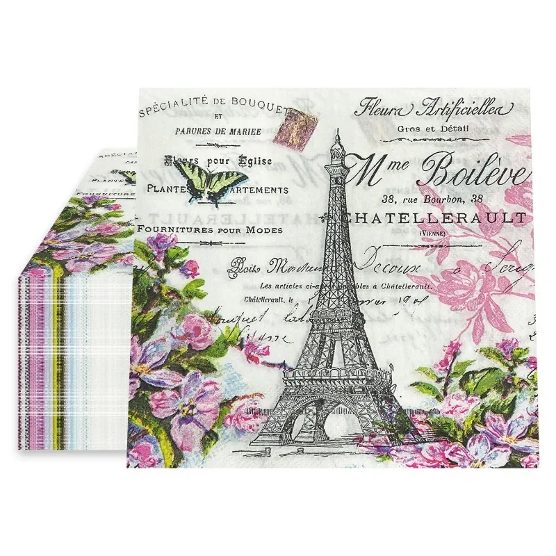 20pcs 33*33cm Titan Butterfly Element Party Decoration Disposable Paper Placemats Colorful Napkins Butterfly Bone Bart Paper