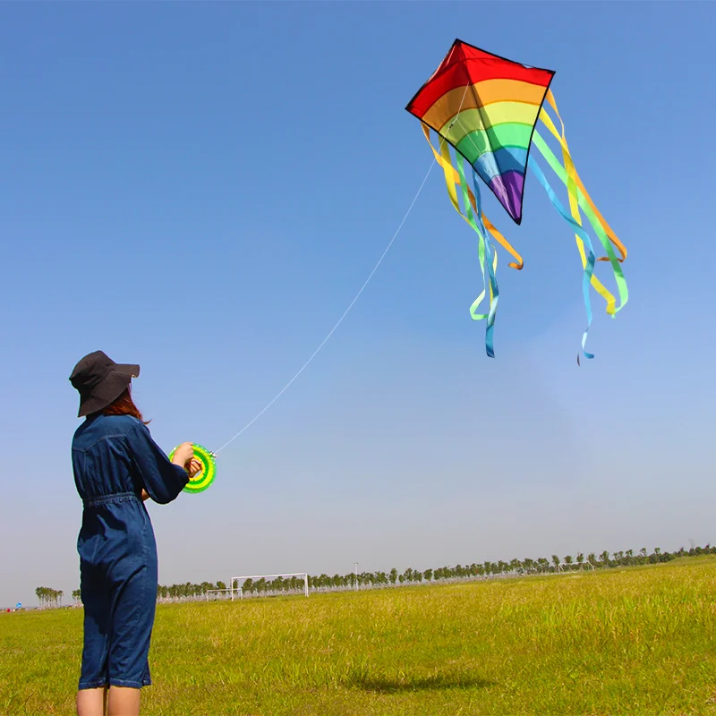 YongJian-pipa de arcoíris colorida, pipa de diamante de cola larga para principiantes, juguetes al aire libre, regalo de cumpleaños para niños, cometa de playa, deporte divertido al aire libre