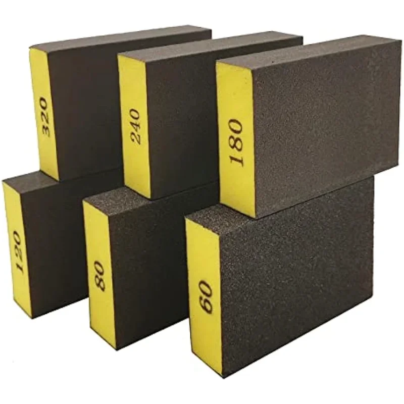 6 uds esponjas de lijado esponjas para lijadora de grano para Metal grueso medio fino arena papel ladrillo bloques de lijado para madera