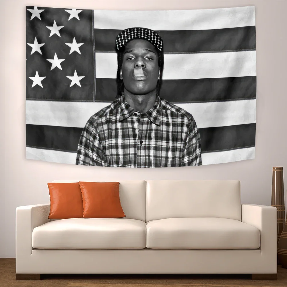 Asap Rockys bandera Rakim Mayers fumar pared colgante Ablum carteles decoración Meme tapiz decoración de la habitación estética
