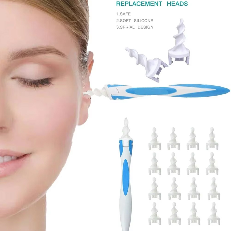 16Pcs Replaceable Silicone Ear Spoons, Ear Cleaner with Soft Silicone Replacement Tips, Soft and Comfortable