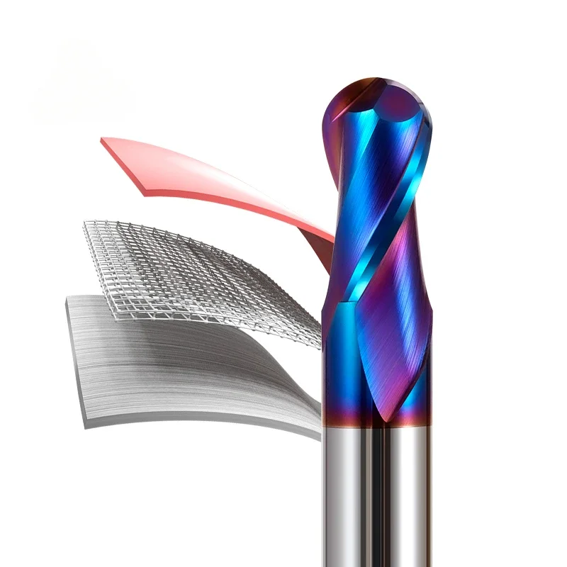 HRC65 HRC70 ความแข็งสูง Ball Nose End Mill ทังสเตนคาร์ไบด์เครื่องตัด CNC Router Bit Milling เครื่องมือ R0.5 6 มม.8 มม.10 มม.12 มม.