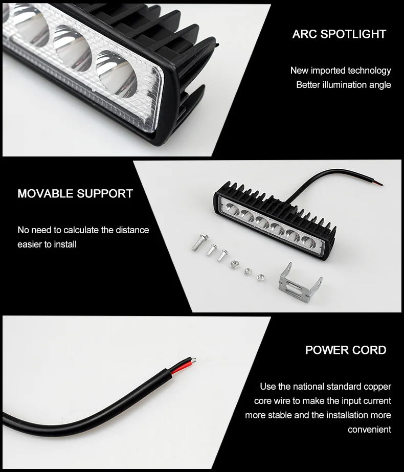 6 LED voiture travail lumière haute luminosité projecteur universel tout-terrain Automobile camion conduite antibrouillard phares DRL conduite lampe 12V