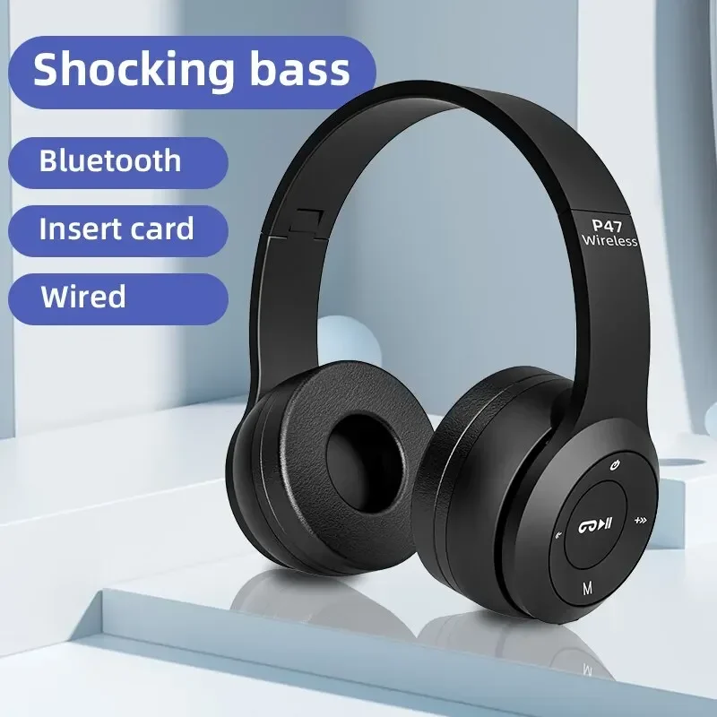 P47 plegable inalámbrico Bluetooth 50 estéreo HIFI auriculares de graves para música juegos niños niñas Smartphone Audio auriculares dispositivo