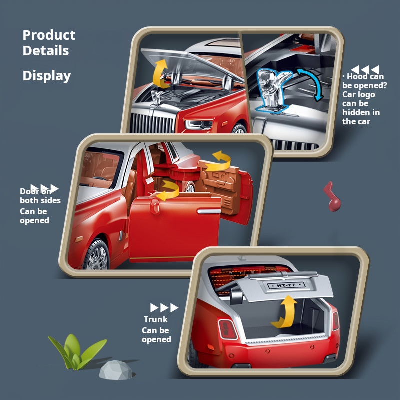 Symulacja Rolls-Royce Phantom Model samochodu Ozdoby modelu Luksusowy samochód Sedan Zabawka dla dzieci Kolekcja samochodów dla chłopców z pudełkiem
