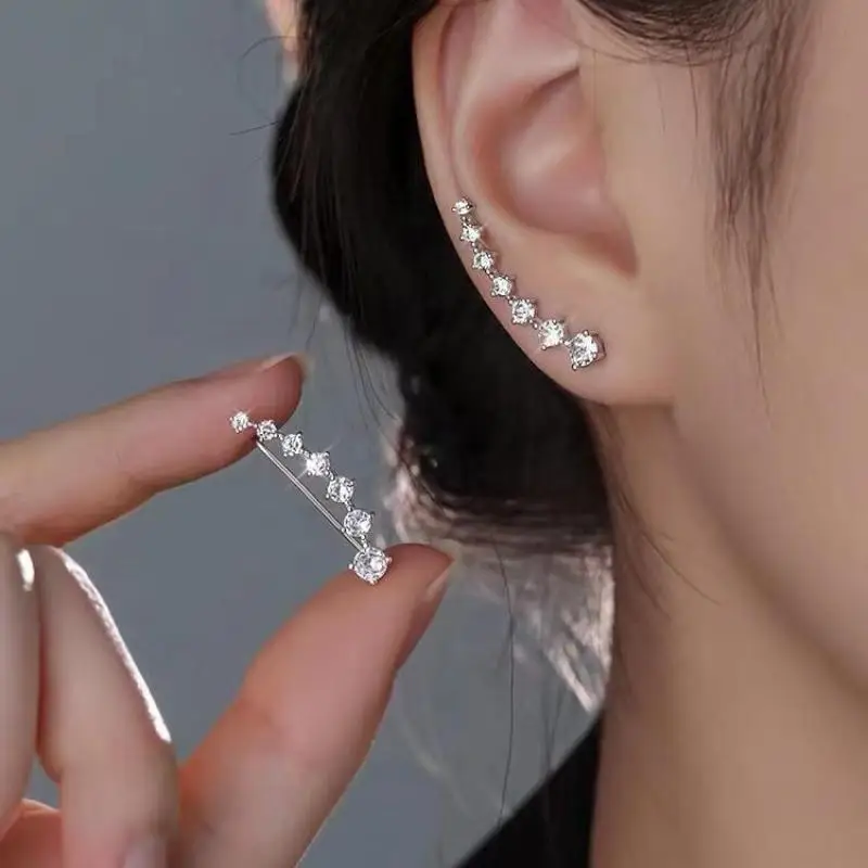 Koreaanse Mode Zeven Sterren Zirkoon Oorbellen Voor Vrouwen Sieraden 2024 Trending Nieuwe Luxe Vrouwen Kristallen Sterren Stud Oorbellen Geschenken