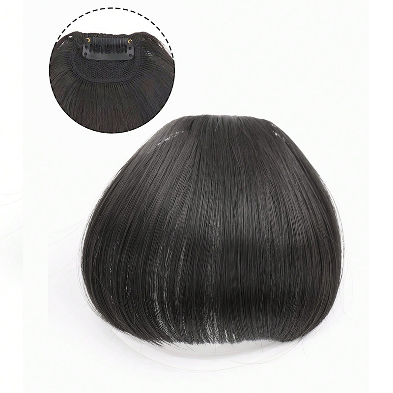 วิกผมสังเคราะห์ Air bangs ธรรมชาติสั้นสีน้ําตาลสีบลอนด์สีดําปลอมผม Fringe Extension คลิปในชิ้นผม