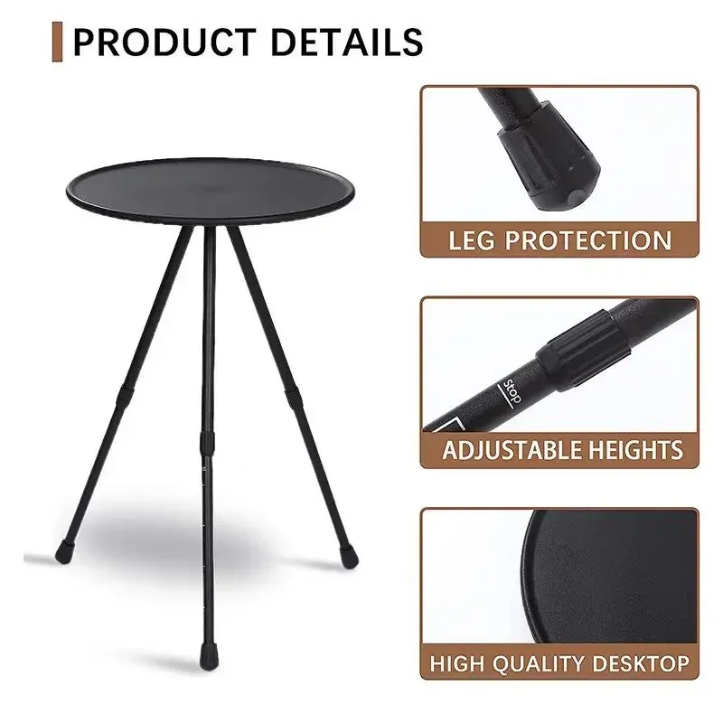 Aluminum Alloy Mini Camping Table stand Protable Folding Round table Outdoor Lightweight Table pliante Height Adjustable tables