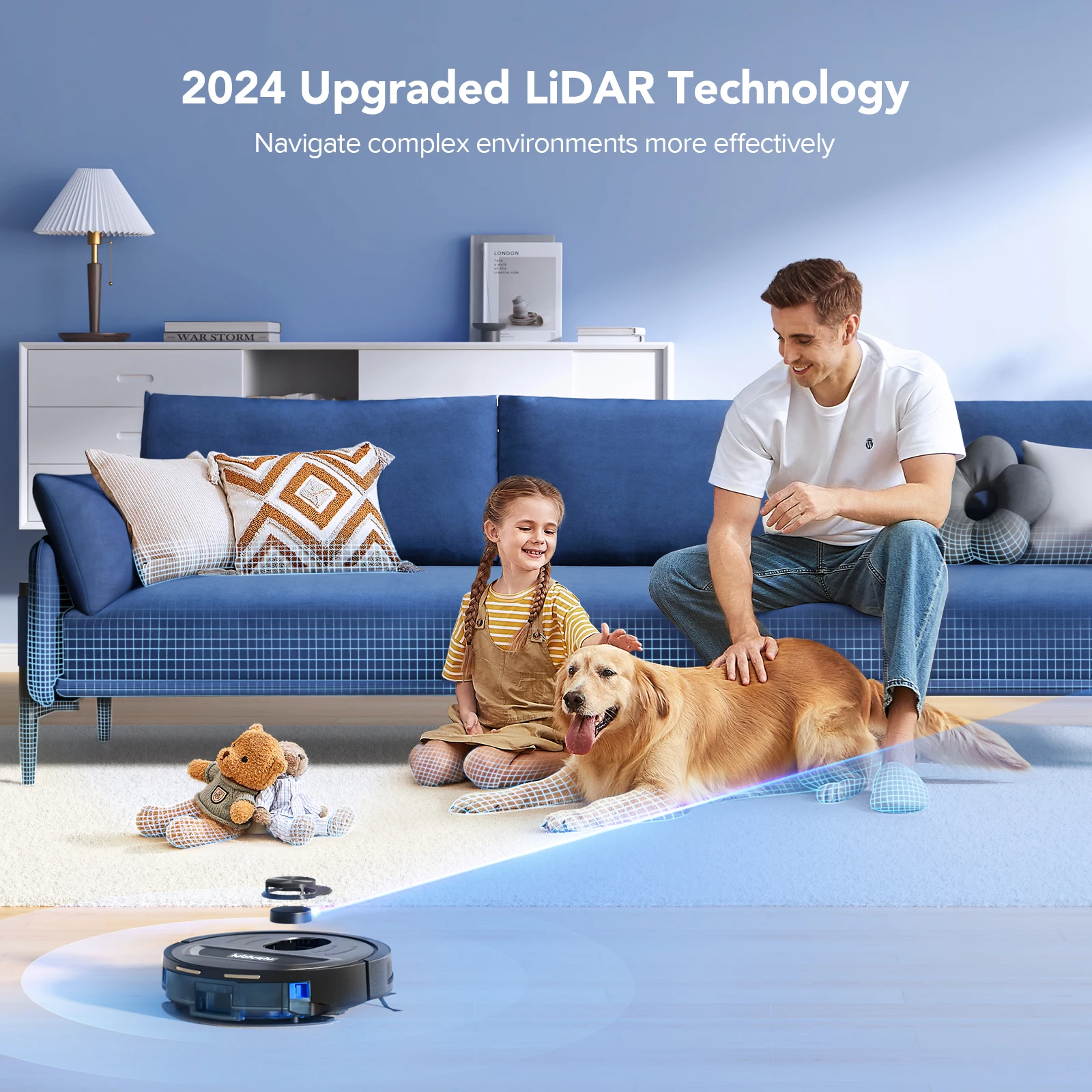 Lubluelu 5500Pa Roboter-Staubsauger, 3-in-1-Roboter-Staubsauger, intelligentes Mapping, 30 No-Go-Zonen für Hartböden, Teppiche, Tierhaare