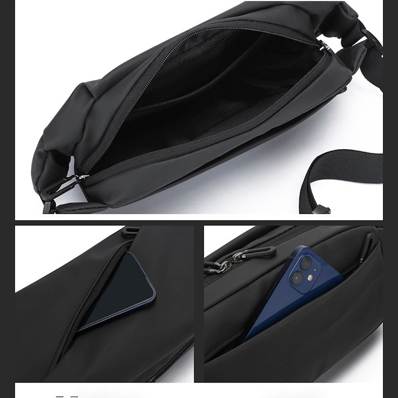 Bolsa de peito simples de alta qualidade masculina, bolsa crossbody de ombro, bolsa de cintura à prova d'água com vários compartimentos para viagens