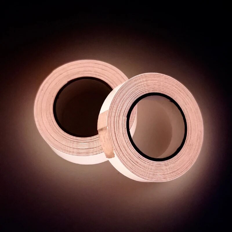 1 Roll Fluorescent Self-Adhesive Glow-In-The-Dark Tape Light Strip Fire Channel Stage Decoration Safety Exit Warning Stickers