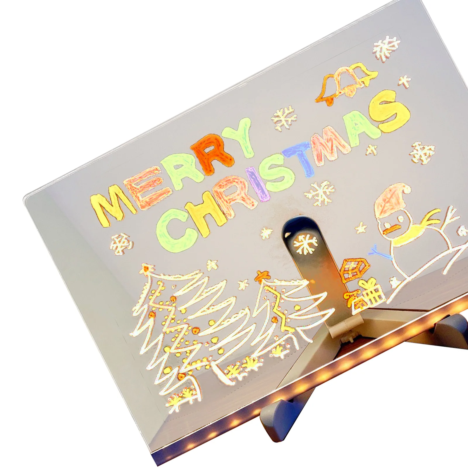 Desktop löschbare Tafel LED Acryl Notiztafeln mit 7-Farben-Stiften handgefertigtes DIY Kinder-Zeichenbrett Weihnachtsgeschenke