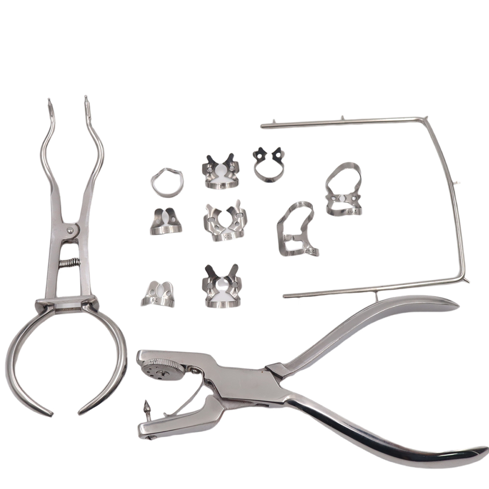 Dental Procedures Comprehensive 12-Piece Set Featuring Rubber Dam Perforator Puncher Pliers Precise Orthodontic Care