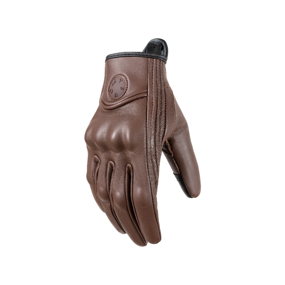 Universal Motorcycle Gloves Genuine Sheepskin Leather Touchscreen Vintage Crash-Resistant Breathable for Summer Riding Men Women