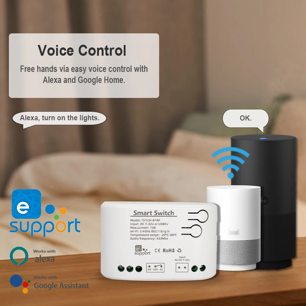 eWelink Smart TH16 Switch 10A Thermostat Temperature Monitoring WiFi Switch Wireless Control Compatible With Alexa Google Home