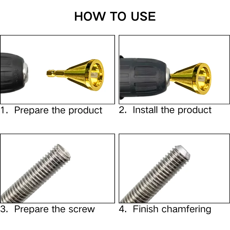 1pc Drill Bit Deburring External Chamfer Tool Hexagonal Handle ScrewRepair Drill Chuck Angle Trimming tool for Various Materials
