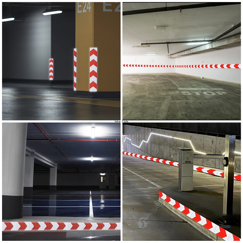 25mm * 5m Adesivo per auto riflettente impermeabile Adesivo per freccia bianco-rosso Ad alta visibilità Attenzione Nastro di sicurezza Strisce riflettenti