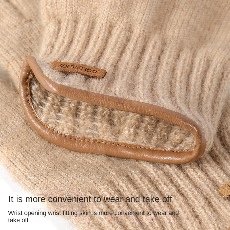 Gants chauds en Imitation polaire de chameau pour hommes, pour écran tactile extérieur, haute élasticité, en laine tricotée pour affaires britanniques, nouvelle collection hiver