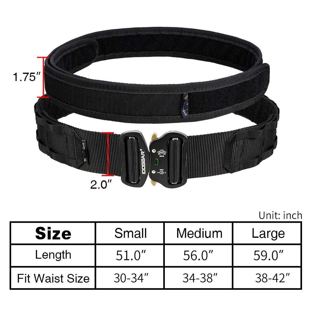 IDOGEAR cinturón táctico de combate de 2 pulgadas hebilla de liberación rápida MOLLE caza deportes al aire libre cinturón para hombre duradero dos en uno 3414