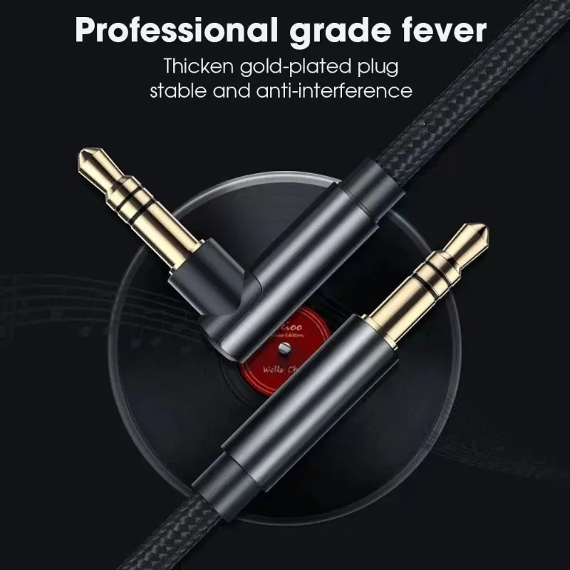 Cavo audio jack da 3,5 mm gomito da 90 gradi cavo Aux per altoparlante maschio-maschio per Samsung Xiaomi MP3/4 cavo adattatore per cuffie per auto video