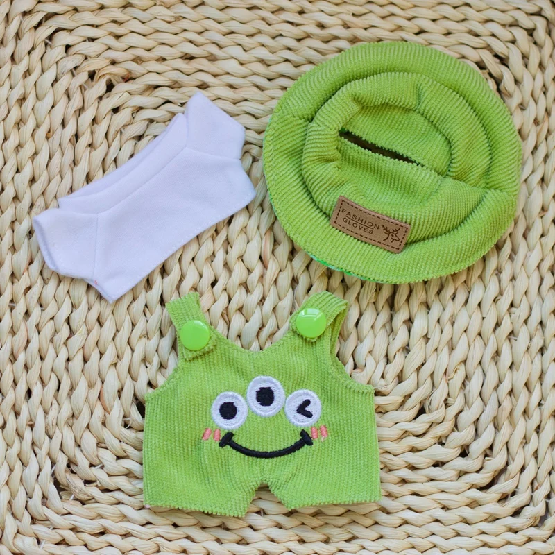 17 cm Labubu Puppe Mode Set Nette Weiße Hemd Hut Tier Overalls Puppe Zubehör Kleidung Set Ändern Puppe Kleidung geschenk