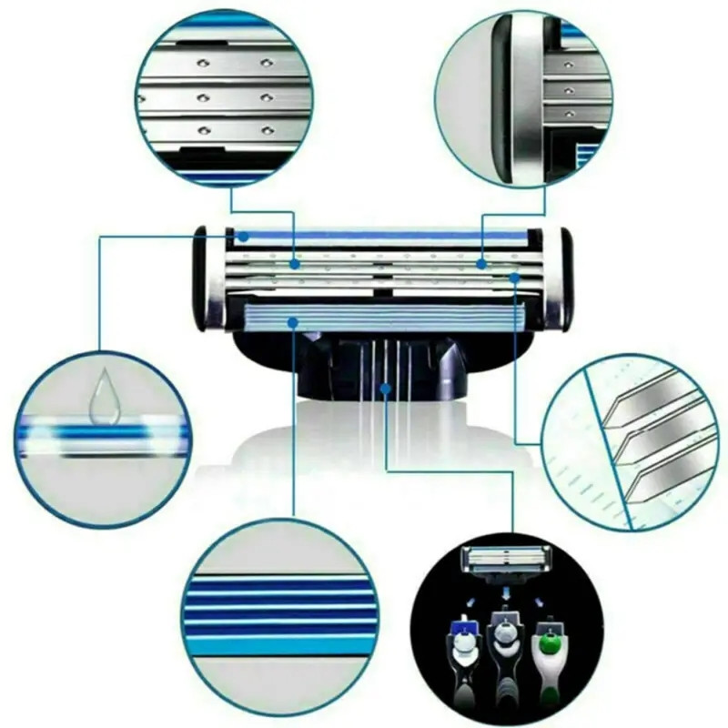 3-Layer Stainless Steel Manual Shaver, Men's Safety Shaver Blade, Sharp Blade Replaceable Blade