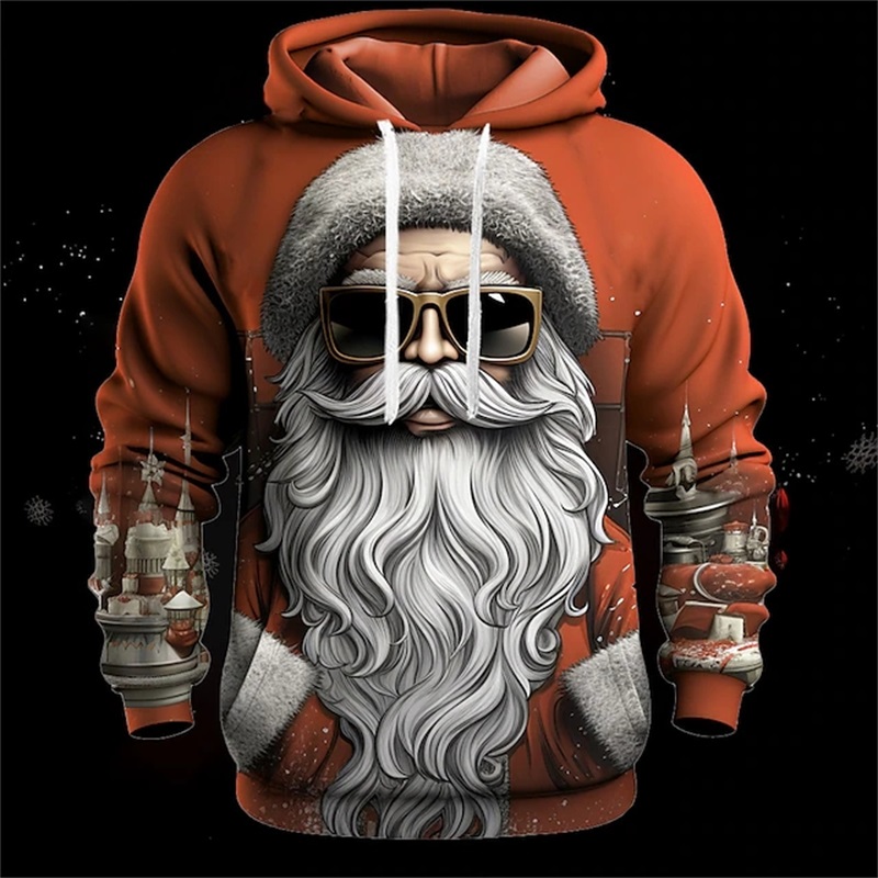 Sudaderas con capucha divertidas con estampado 3D de Papá Noel para hombres, jerséis de moda, regalos de Navidad, chándal deportivo de Navidad para hombres, nuevo