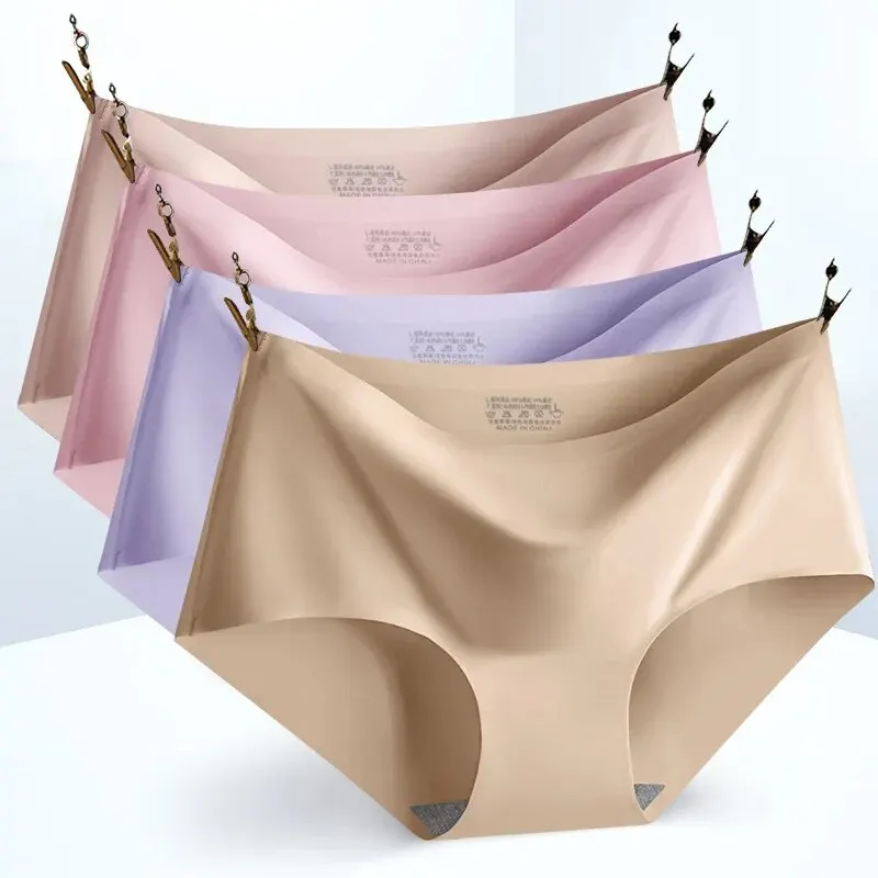 여성용 아이스 실크 속옷 플러스 사이즈 심리스 팬티, 여자 브리프, 언더팬츠 M-3XL 옵션, 여성 란제리, 10 개/로트