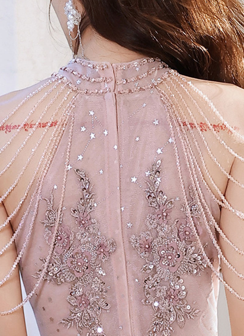 高級高品質ピンクのイブニングドレス 2025 プロム夏秋の気質社交界シニアパーティードレス女性のための