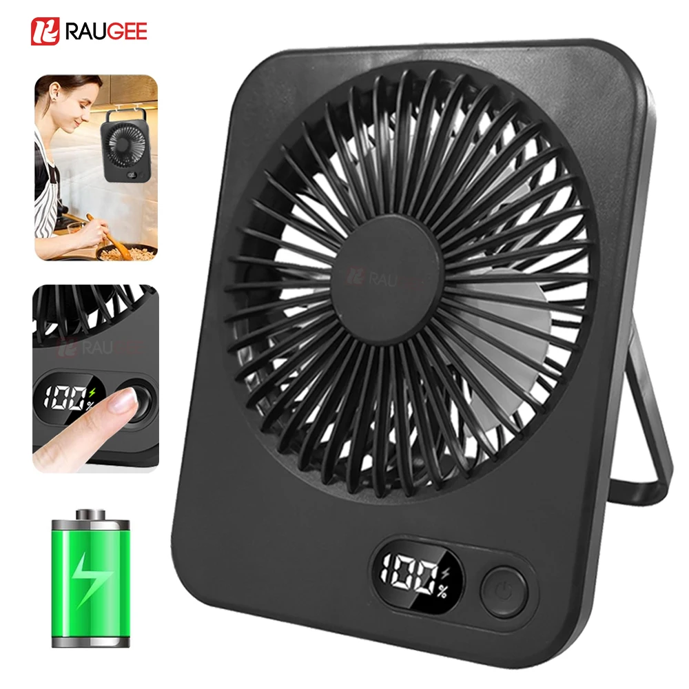 Ventilador de escritorio, Mini ventilador portátil, ventilador de mesa plegable con 5 engranajes, ventilador de pared recargable por USB, ventilador colgante de escritorio para estudiantes para oficina y hogar
