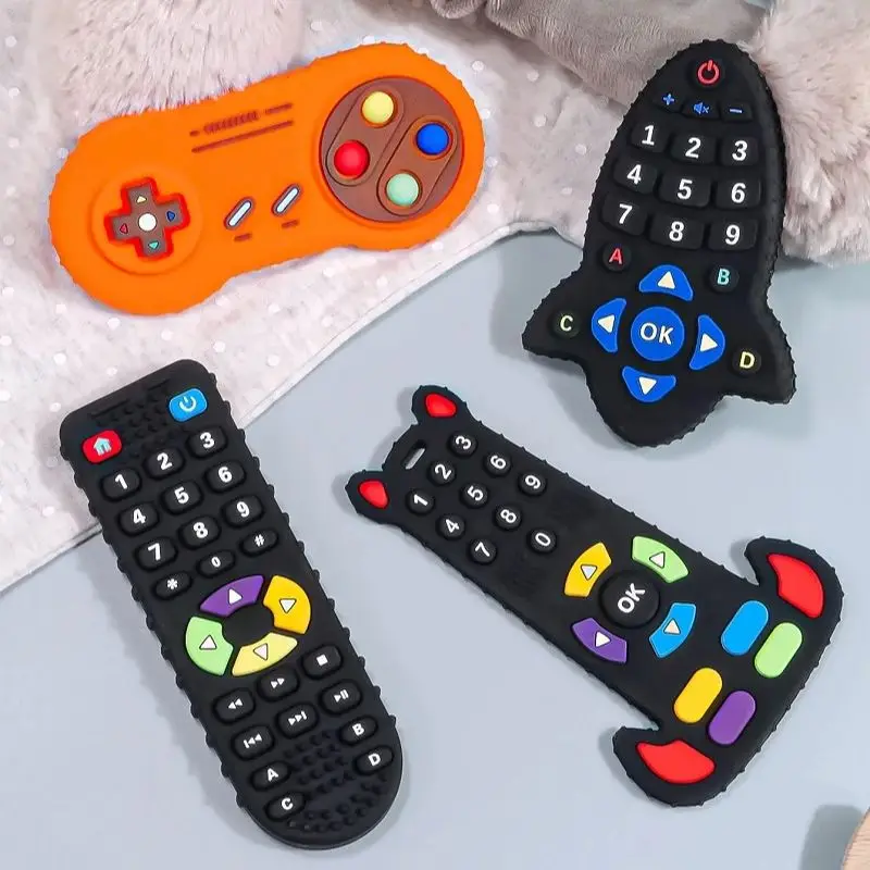เด็กTeethingของเล่นซิลิโคนเกรดอาหารTeetherสําหรับทารก 0 3 6 12 เดือนTV Remote Shapeเด็กวัยหัดเดินChew Teethingบรรเทาของเล่นเด็ก